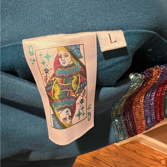 Queen of Sparkles NWT Rainbow Wavy Bottom Skort 
Size L Dark Teal - Picture 3 of 3